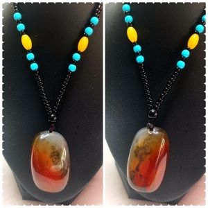 Natural Montana Agate Pendant Stones Necklace